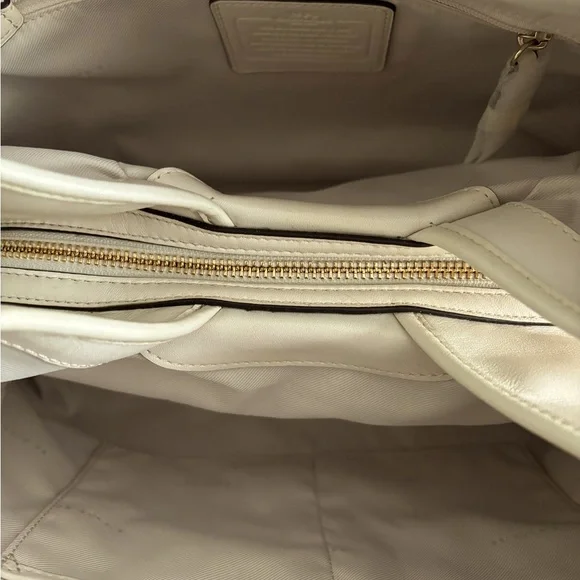 Coach Edie 31 Medium Purse-Light Khaki Jaquard and Chalk Leather